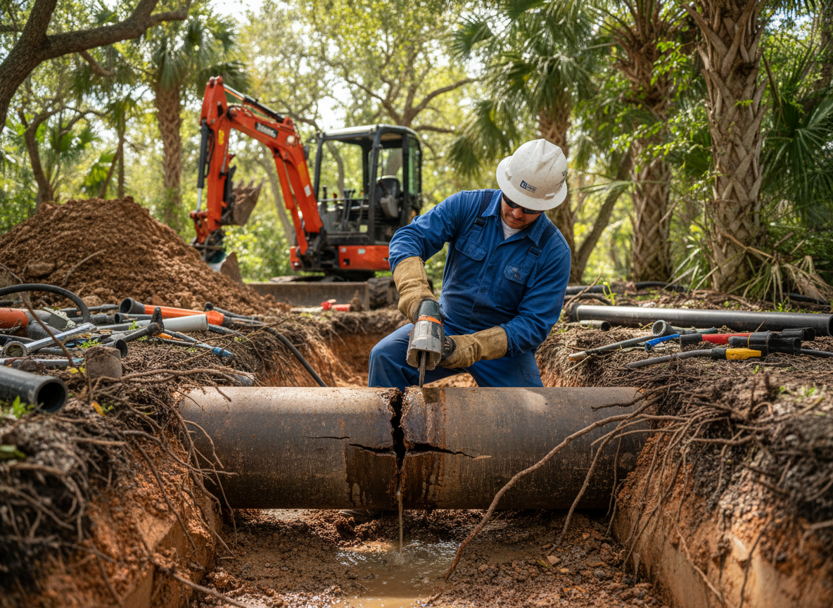 Cracked Sewer Pipe in Coconut Creek